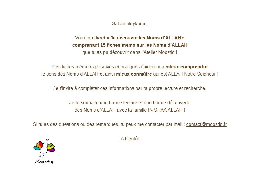 Page 2 de « Je découvre les noms d'Allah »