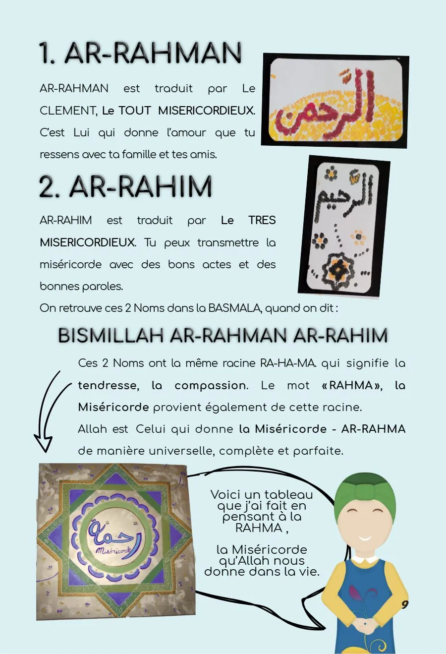 Page 9 du magazine, Les Noms d'Allah, Magazine Mooztiq n°2