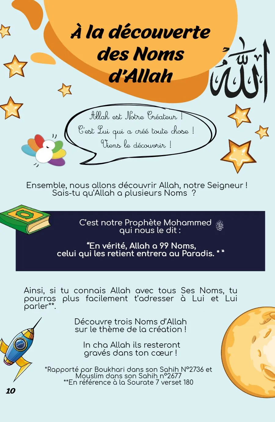 Page 10 du magazine, Les Noms d'Allah, Magazine Mooztiq n°3