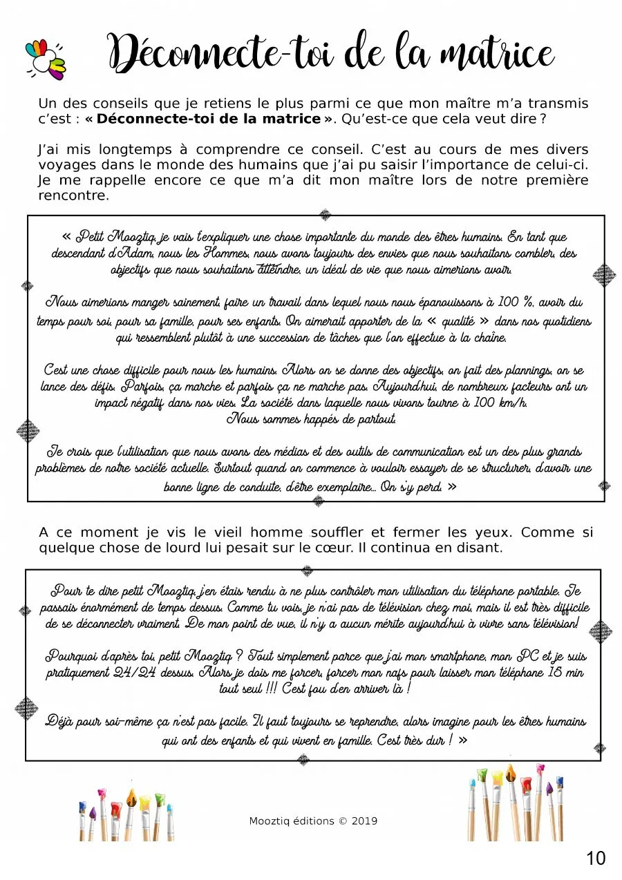 Page 10 du livret, Un petit moustique devenu Mooztiq, Le carnet de voyage de Mooztiq