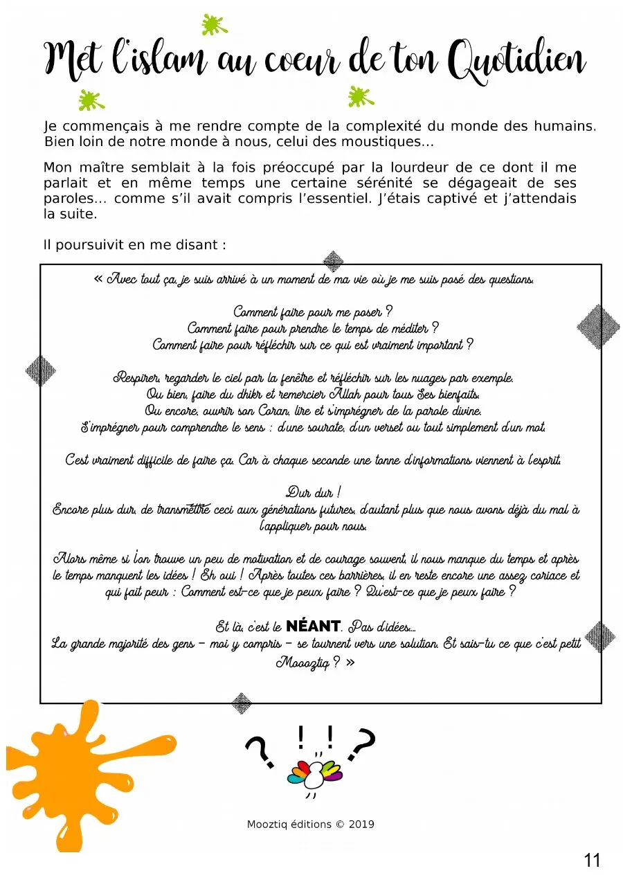 Page 11 du livret, Un petit moustique devenu Mooztiq, Le carnet de voyage de Mooztiq