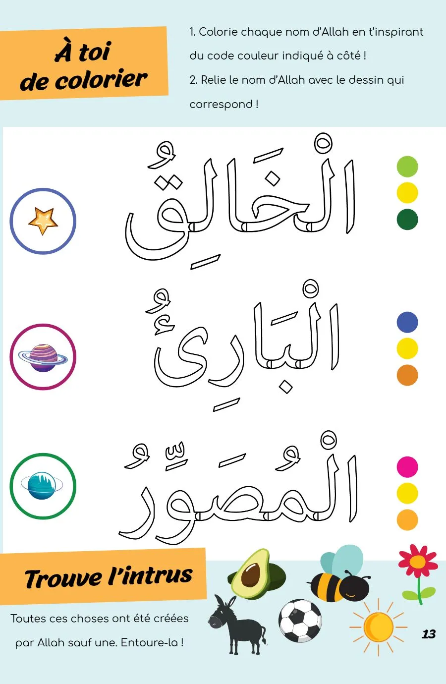 Page 13 du magazine, Les Noms d'Allah, Magazine Mooztiq n°3