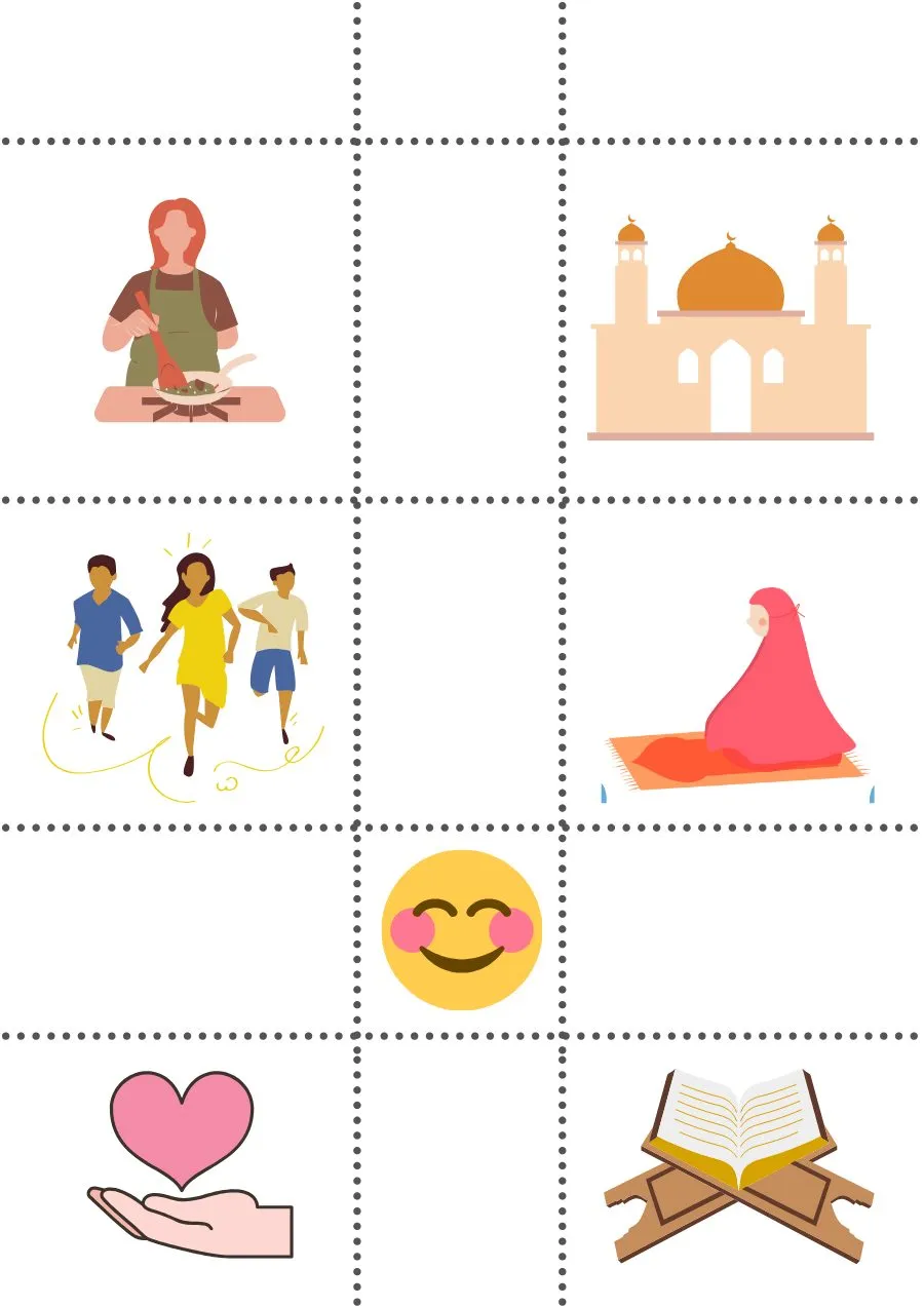 Page 14 du livret, Le train des bonnes actions, Cahier d'activités Ramadan 2023