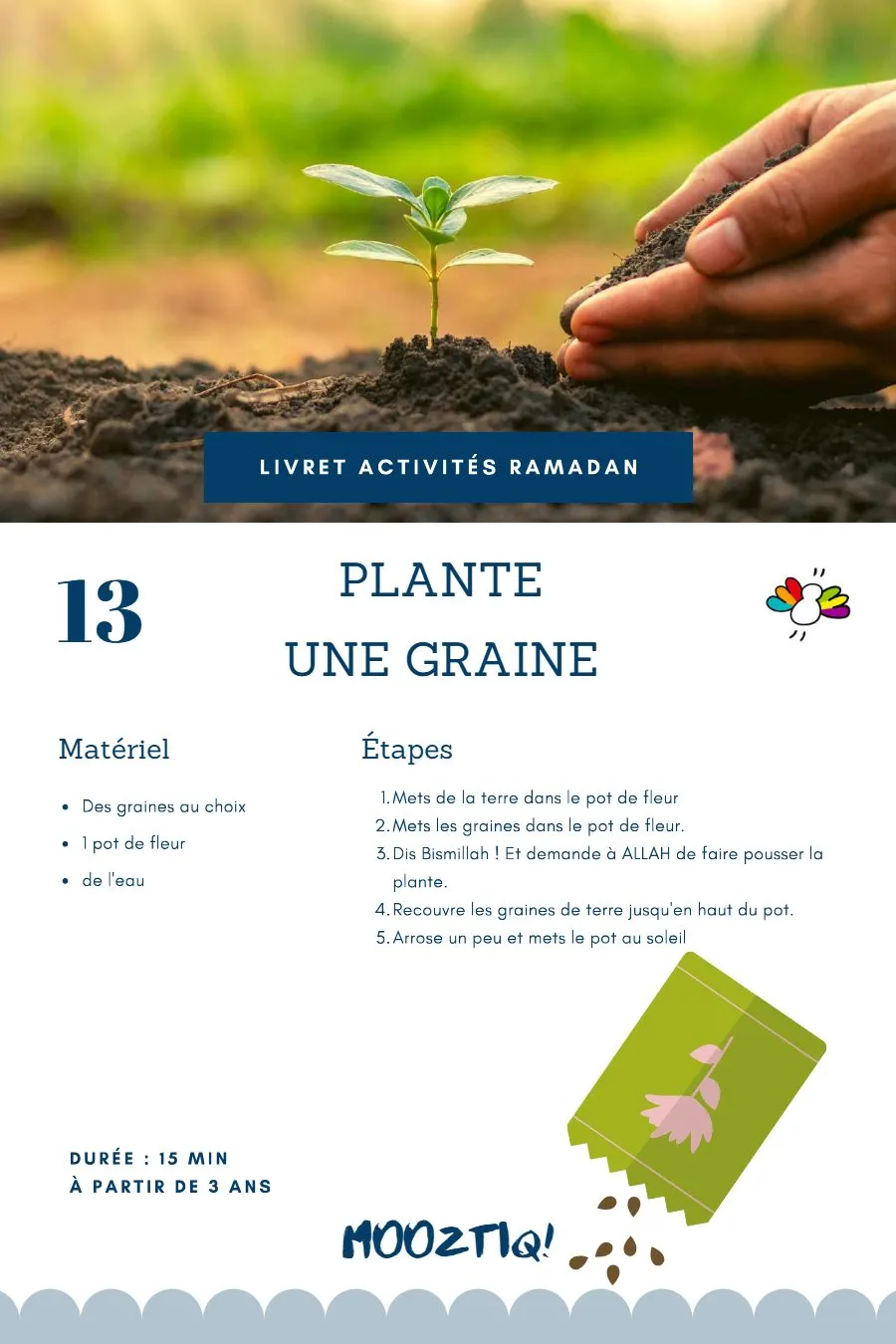 Page 15 du livret, Bouge, explore et prie, 30 activités pour Ramadan