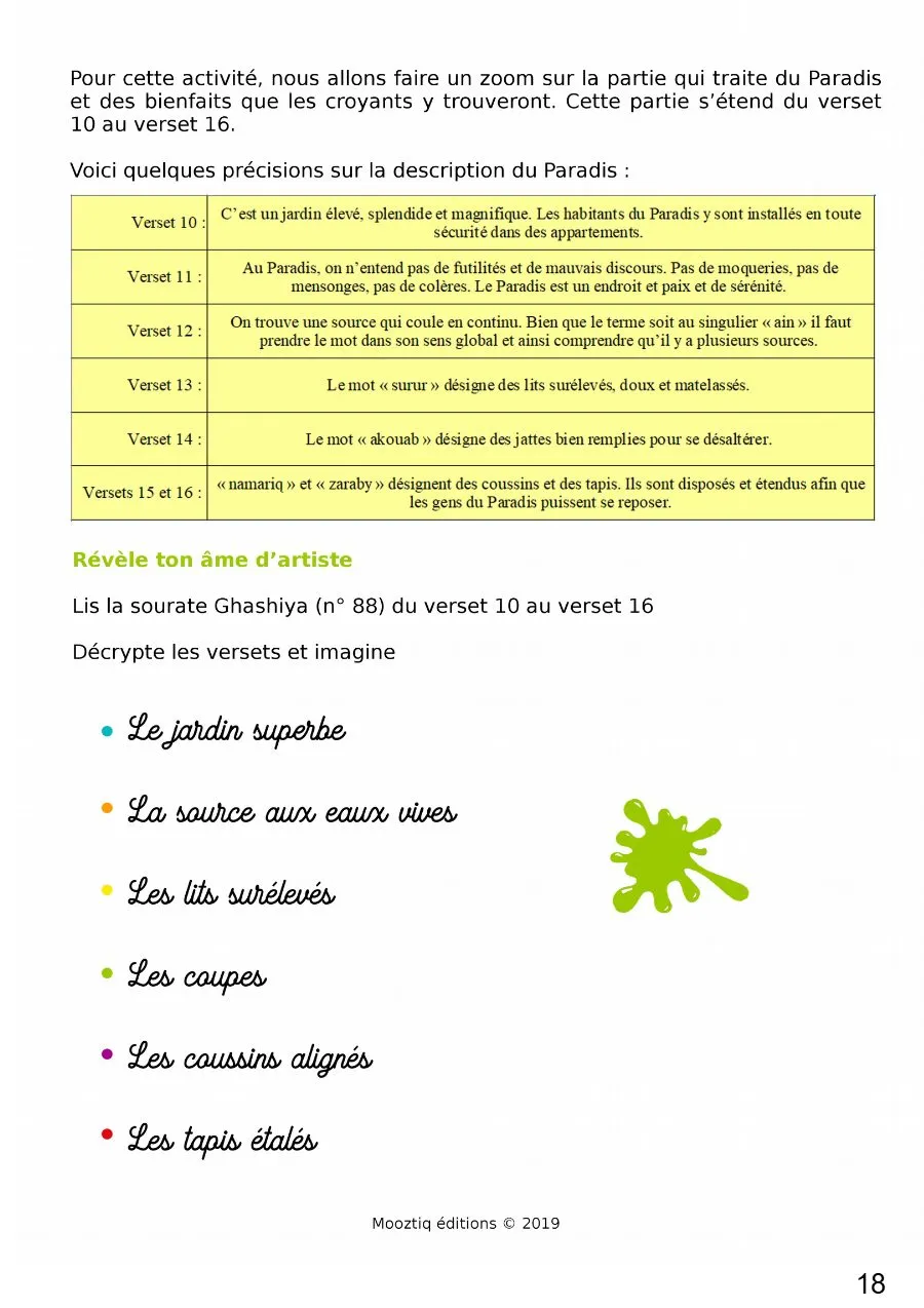 Page 18 du livret, Dans un jardin superbe, Le carnet de voyage de Mooztiq