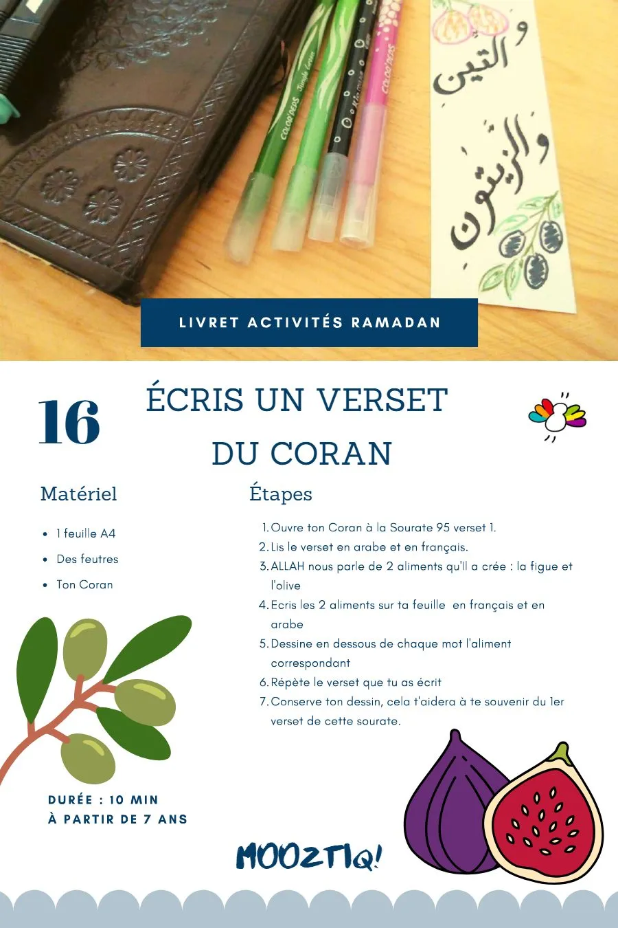 Page 18 du livret, Le Coran, les invocations et l'arabe, 30 activités pour Ramadan