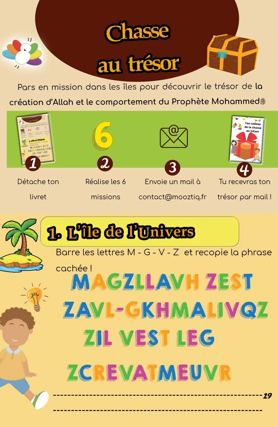 Page 19 du magazine, La chasse au trésor, Magazine Mooztiq n°3
