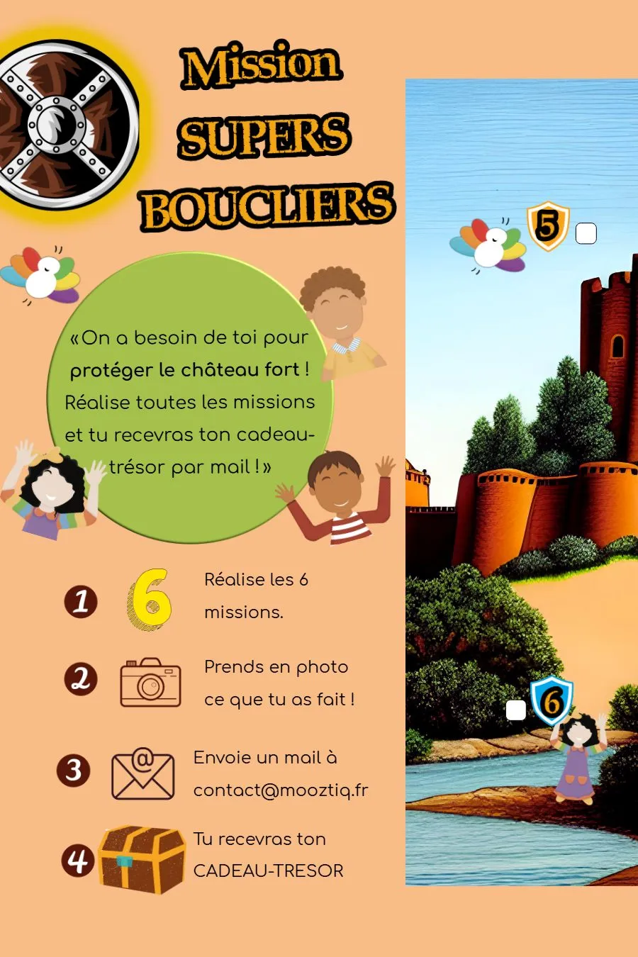 Page 22 du magazine, Mission supers boucliers, Magazine Mooztiq n°4