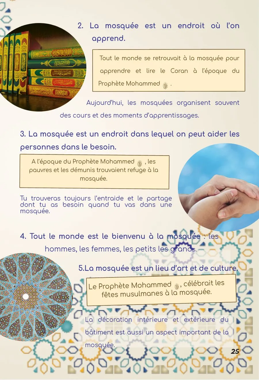 Page 25 du magazine, Oum Mooztiq t'explique : la mosquée, Magazine Mooztiq n°2