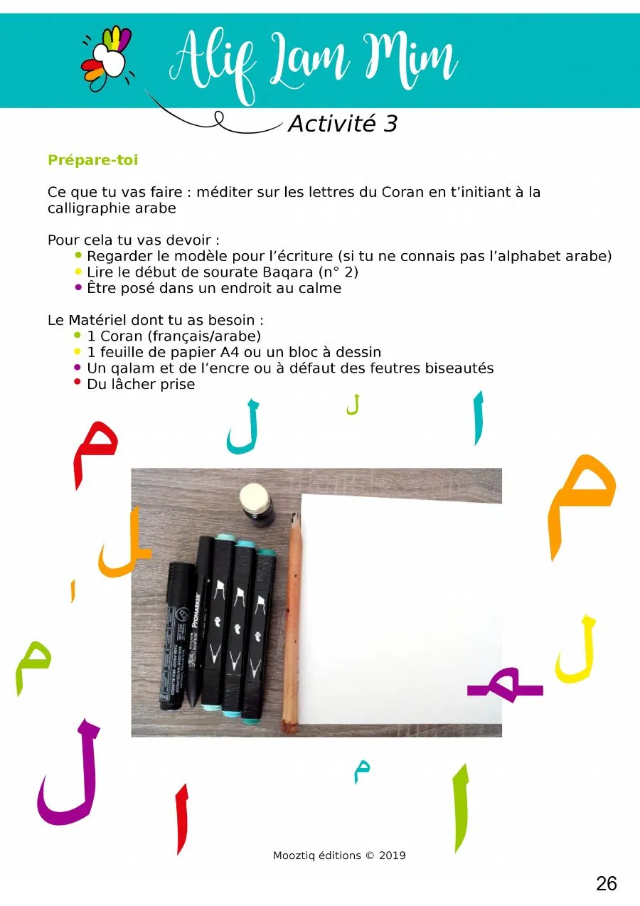 Page 26 du livret, Alif Lam Mim, Le carnet de voyage de Mooztiq