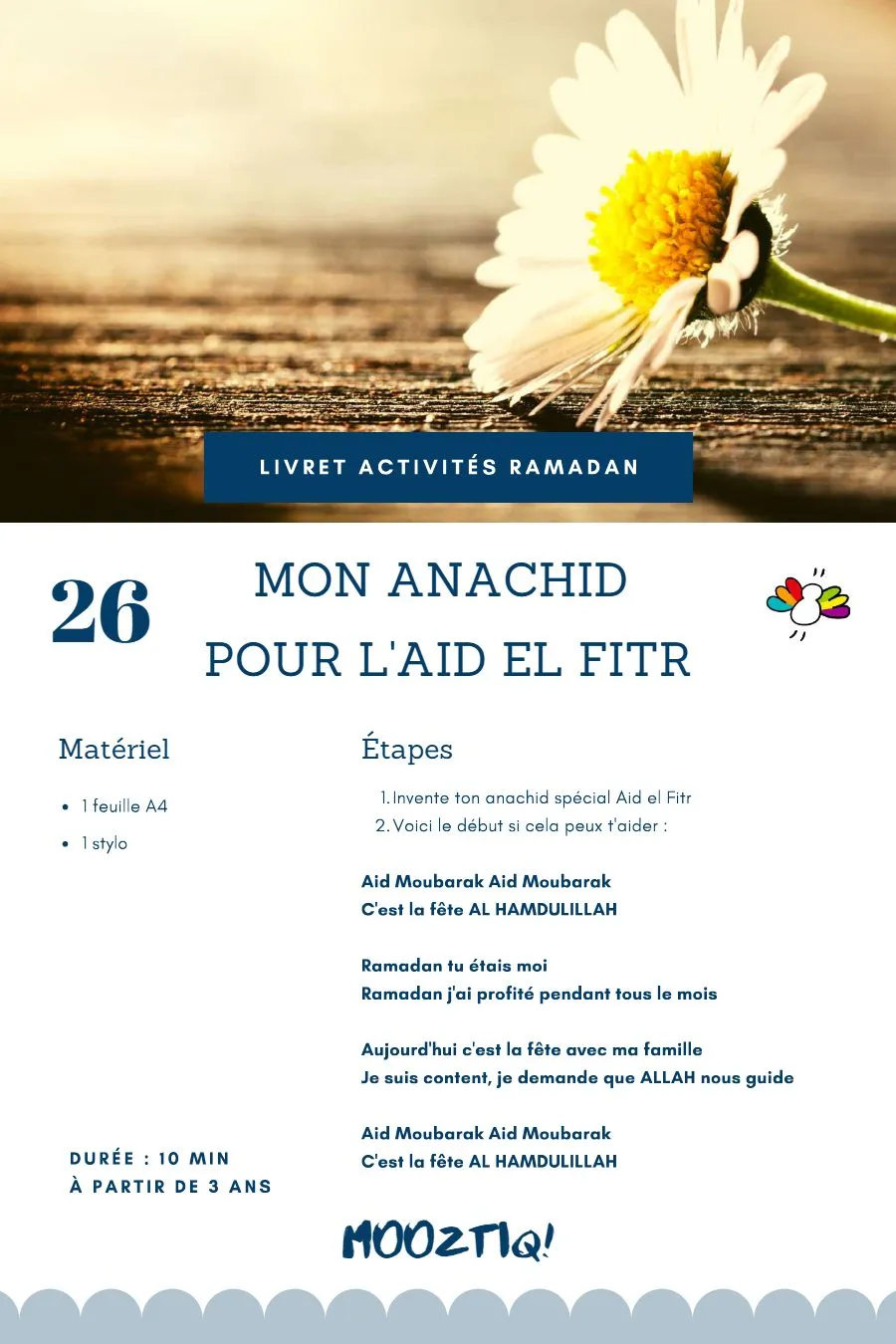 Page 28 du livret, Cuisine et fête l'Aïd, 30 activités pour Ramadan