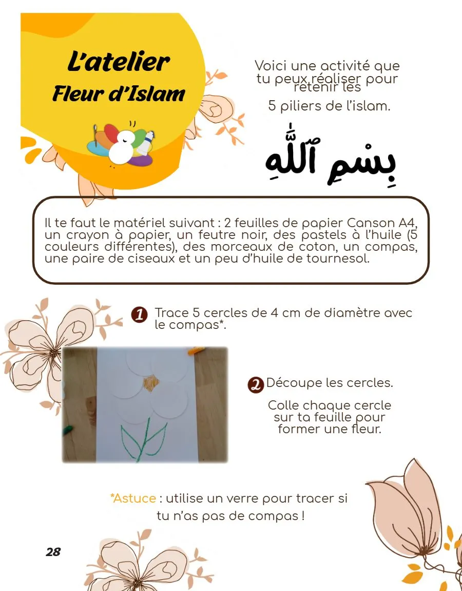 Page 28 du magazine, L'atelier Fleur d'islam, Magazine Mooztiq n°1