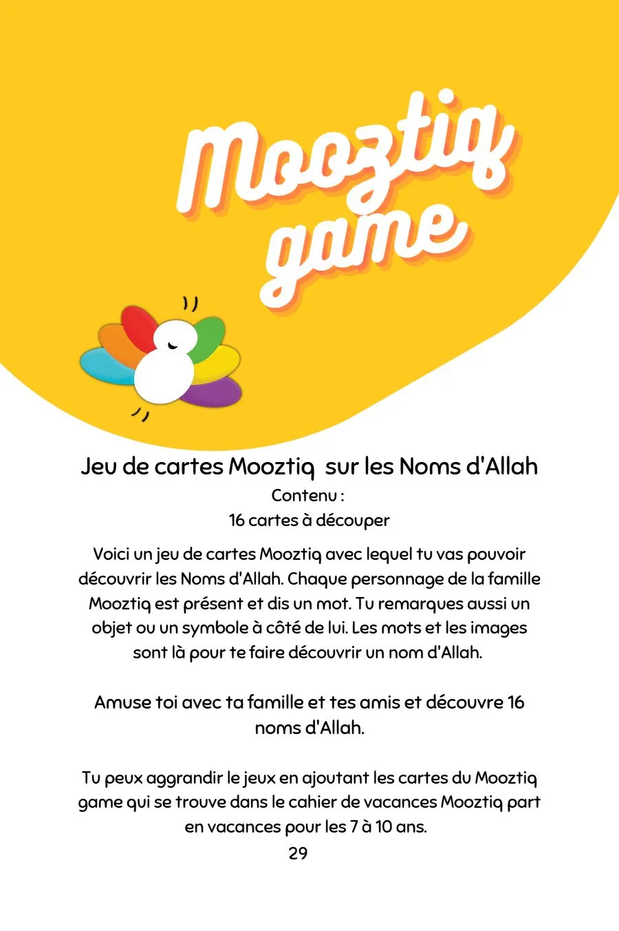 Page 31 du livret, Mooztiq game : le memory des Noms d'Allah, Mooztiq part en vacances
