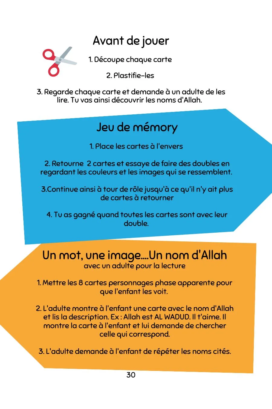 Page 32 du livret, Mooztiq game : le memory des Noms d'Allah, Mooztiq part en vacances