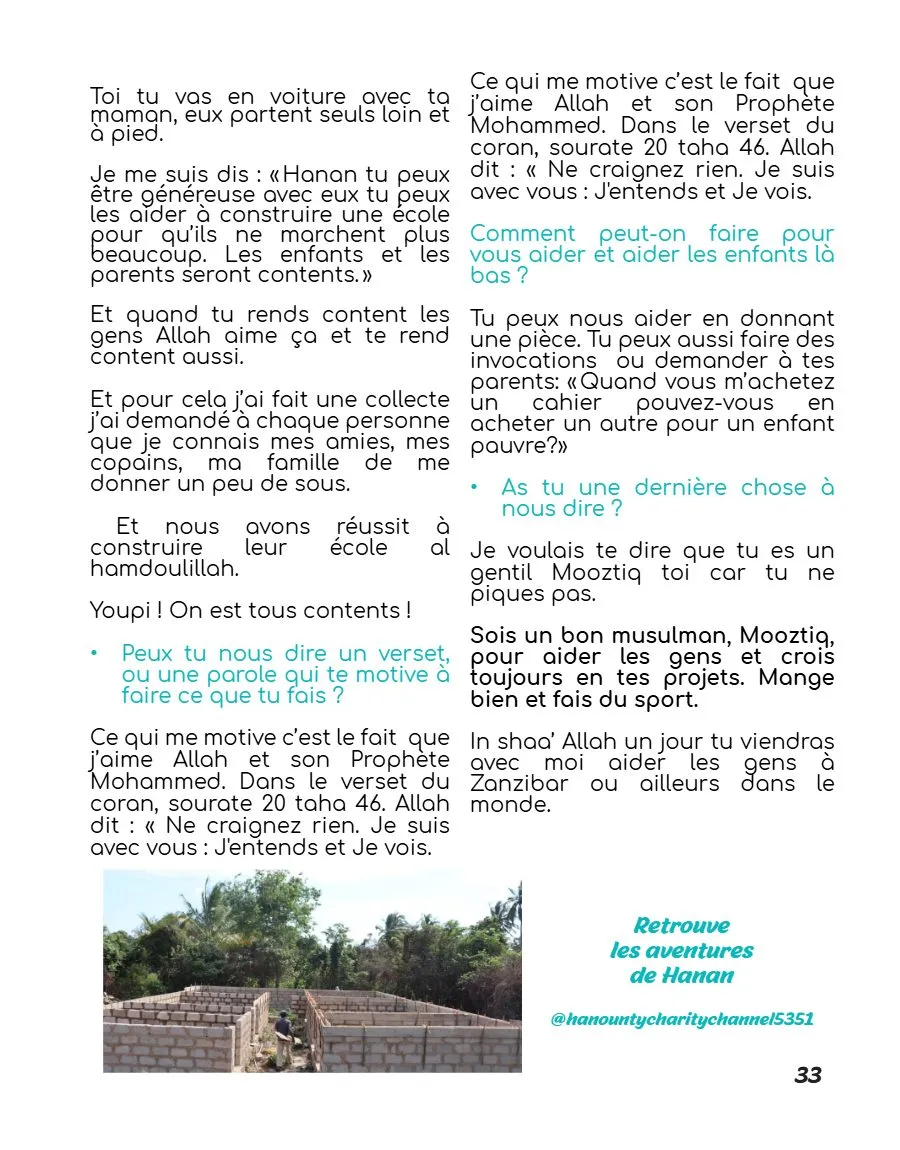 Page 33 du magazine, Humanitiz : une école à Zanzibar, Magazine Mooztiq n°1