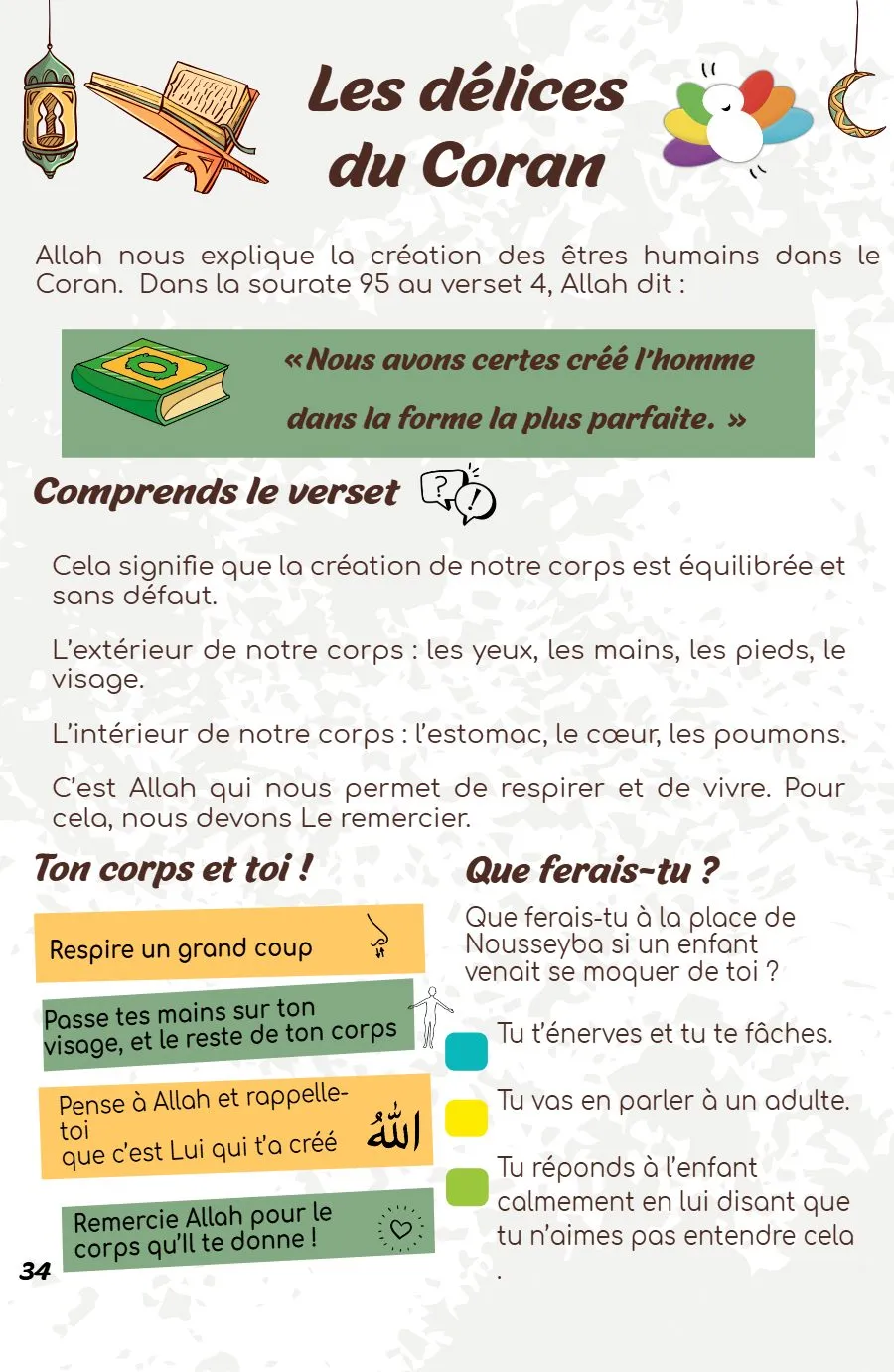 Page 34 du magazine, Les délices du Coran : ton corps et toi, Magazine Mooztiq n°3