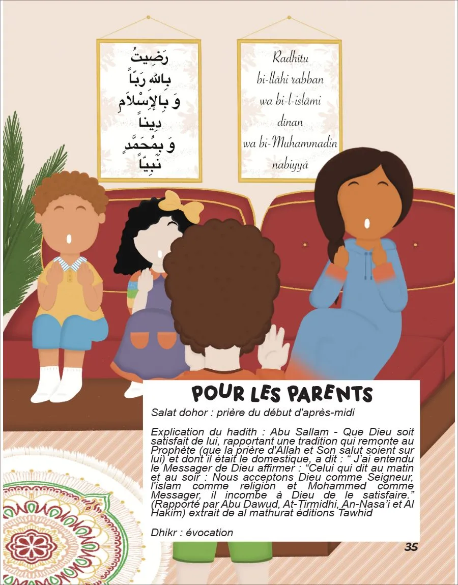 Page 35 du magazine, Nos invocations en famille, Magazine Mooztiq n°1