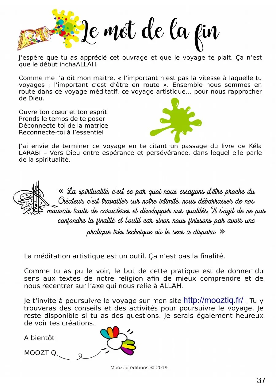 Page 37 du livret, Les valeurs de l'islam, Le carnet de voyage de Mooztiq