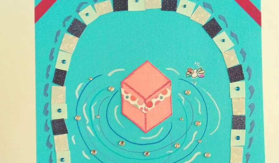 Un petit tapis de prière en papier décoré