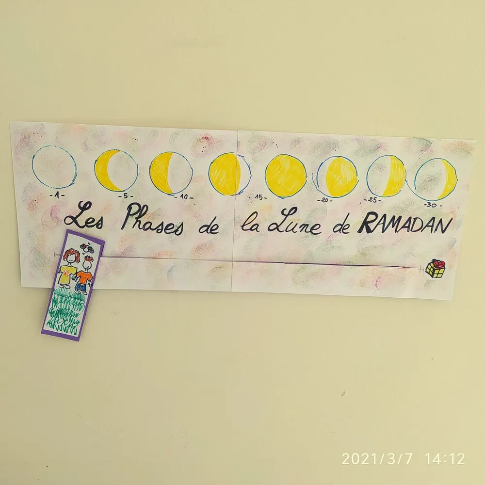 Une frise avec les phases de la lune et un curseur qui glisse