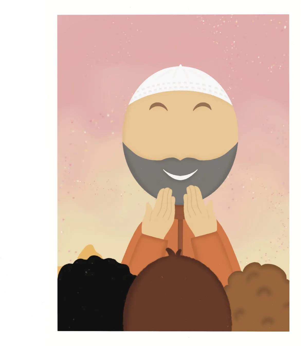 Le Sage lève les mains pour invoquer Allah